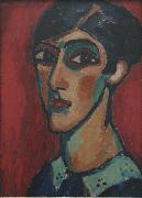 Alexej von Jawlensky Langlicher Kopf in Braunrot oil